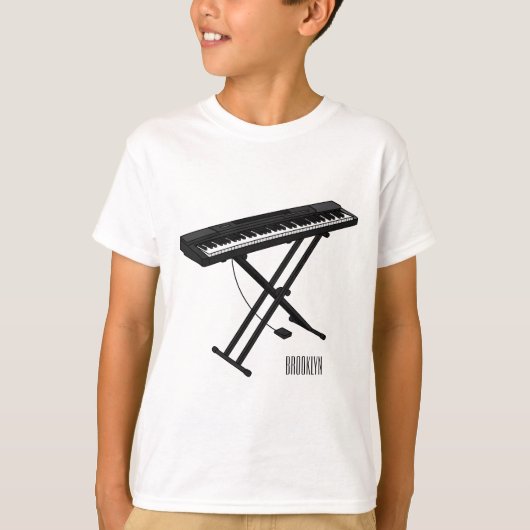 Toetsenbordpianorafbeelding cartoon t-shirt (Voorkant)