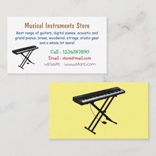 Toetsenbordpianorafbeelding cartoon visitekaartje (Voorkant / Achterkant)