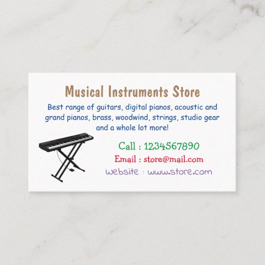Toetsenbordpianorafbeelding cartoon visitekaartje (Voorkant)