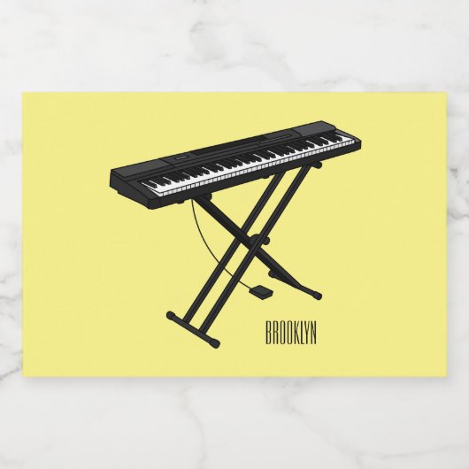 Toetsenbordpianorafbeelding cartoon voedselcontainer etiket (Enkel label)