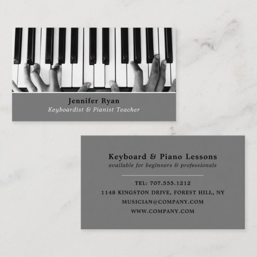 Toetsenbordspeler, professionele toetsenbord, pian visitekaartje (Voorkant / Achterkant)