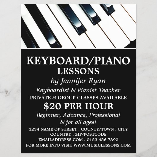 Toetsenbordtoetsen, toetsenbord, pianolessons Flye Flyer (Voorkant)