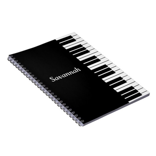 Toetsenbordtoetsen voor piano, zwart en wit notitieboek (Rechterzijde)