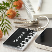 Toetsenbordtoetsen voor piano, zwart en wit sleutelhanger (Voorkant Rechts)