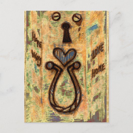 Toetsengat en hart briefkaart (Voorkant)