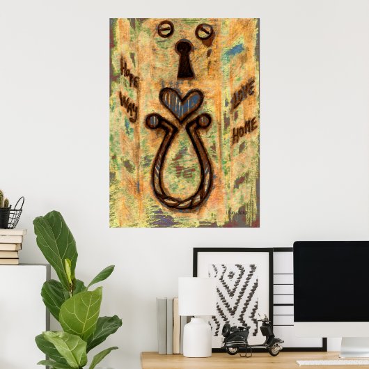 Toetsengat en hart poster (Thuiskantoor)