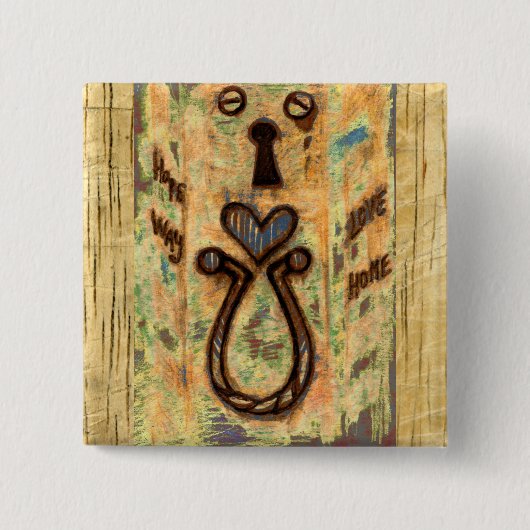 Toetsengat en hart vierkante button 5,1 cm (Voorkant)