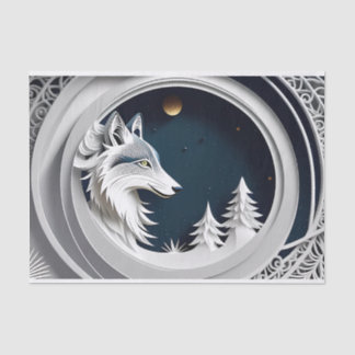 Toevalf van Fantasy Wolf over blauwe achtergrond Tissuepapier