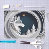 Toevalf van Fantasy Wolf over blauwe achtergrond Tissuepapier (Craft)