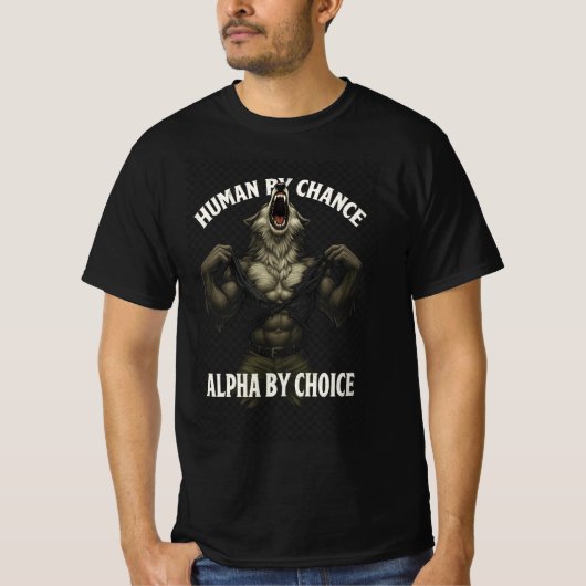 Toevallig menselijk Alpha door keuze Grappige weer T-shirt (Voorkant)