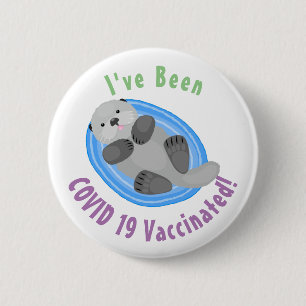 Toevallig zee met blauwe cartoon illustratie ronde button 5,7 cm