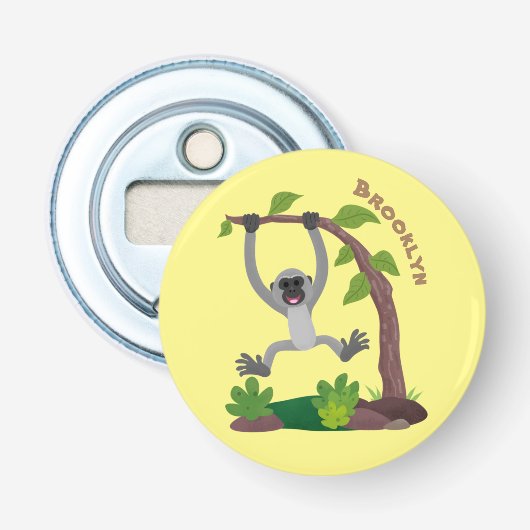 Toevallige afbeelding van de gibbon-cartoon button flesopener (Voorkant)