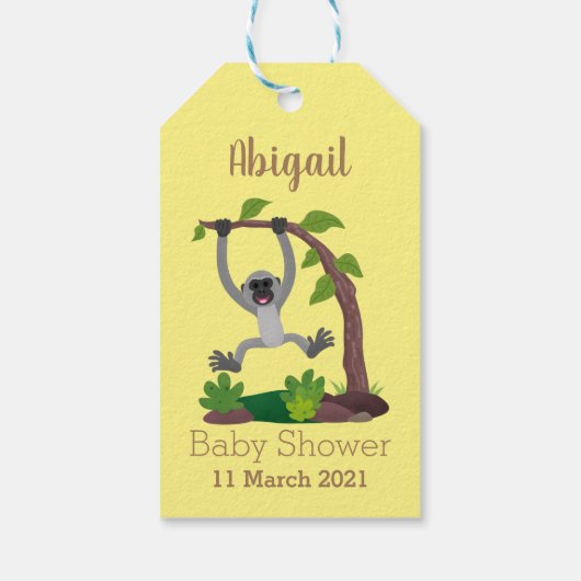 Toevallige afbeelding van de gibbon-cartoon cadeaulabel (Achterkant)