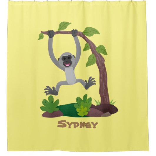 Toevallige afbeelding van de gibbon-cartoon douchegordijn (Voorkant)