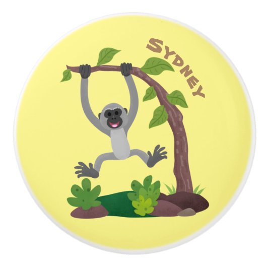 Toevallige afbeelding van de gibbon-cartoon keramische knop (Voorkant)