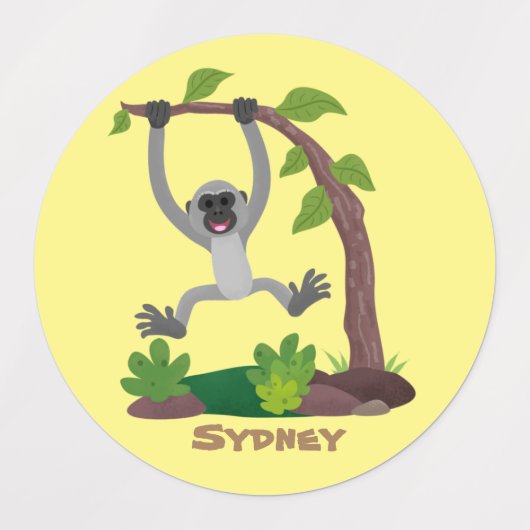 Toevallige afbeelding van de gibbon-cartoon labels (Design 2)