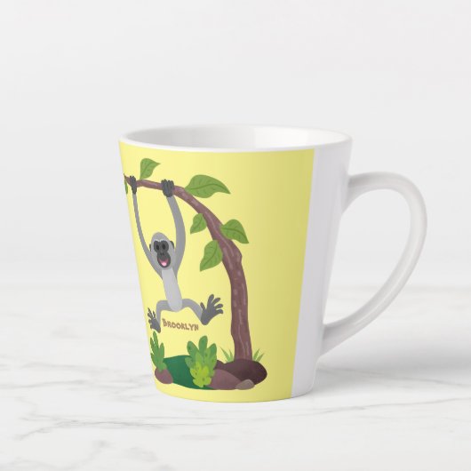 Toevallige afbeelding van de gibbon-cartoon latte mok (Rechts)