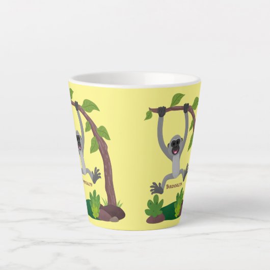 Toevallige afbeelding van de gibbon-cartoon latte mok (Voorkant)