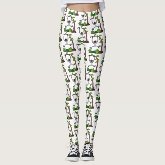 Toevallige afbeelding van de gibbon-cartoon leggings (Voorkant)