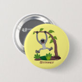 Toevallige afbeelding van de gibbon-cartoon ronde button 5,7 cm (Voorkant /achterkant)