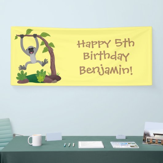 Toevallige afbeelding van de gibbon-cartoon spandoek (Beurs)