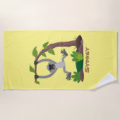 Toevallige afbeelding van de gibbon-cartoon strandlaken (Voorkant)