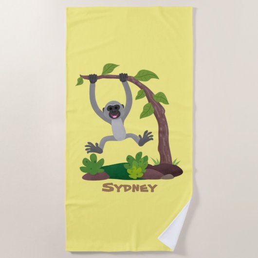 Toevallige afbeelding van de gibbon-cartoon strandlaken (Voorkant)