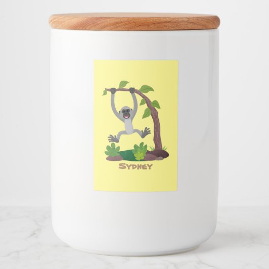 Toevallige afbeelding van de gibbon-cartoon voedselcontainer etiket (Voorkant)