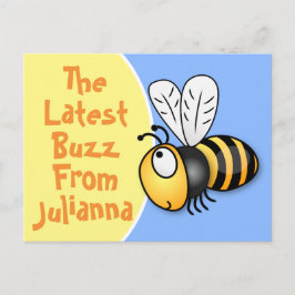 Toevallige bee nieuwste buzz cartoon illustratie briefkaart