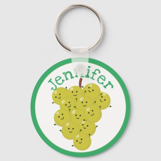 Toevallige druiven cartoon illustratie sleutelhanger (Voorkant)