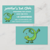 Toevallige groene gekko hagedis met cartoon van in visitekaartje (Voorkant / Achterkant)