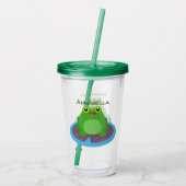 Toevallige groene kikker cartoon illustratie acryl drinkbeker (Achterkant)