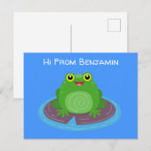 Toevallige groene kikker cartoon illustratie briefkaart (Voorkant / Achterkant)