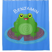 Toevallige groene kikker cartoon illustratie douchegordijn (Voorkant)