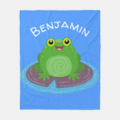 Toevallige groene kikker cartoon illustratie fleece deken (Voorkant)