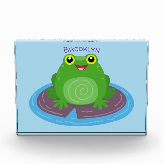 Toevallige groene kikker cartoon illustratie fotoblokken (Voorkant)