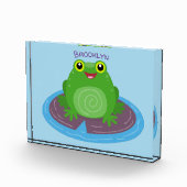 Toevallige groene kikker cartoon illustratie fotoblokken (Rechts)