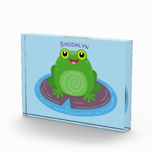 Toevallige groene kikker cartoon illustratie fotoblokken (Rechts)