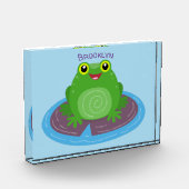 Toevallige groene kikker cartoon illustratie fotoblokken (Links)