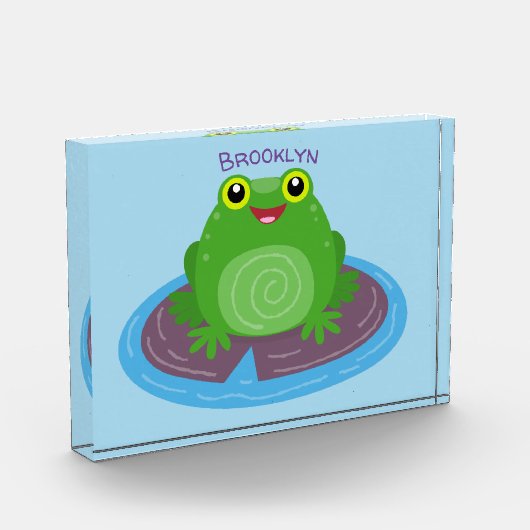 Toevallige groene kikker cartoon illustratie fotoblokken (Links)