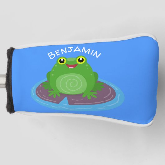 Toevallige groene kikker cartoon illustratie golfheadcover (Voorkant)