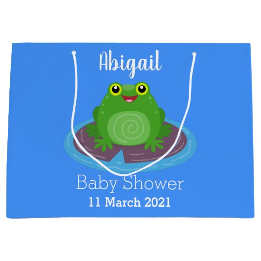 Toevallige groene kikker cartoon illustratie groot cadeauzakje (Voorkant)