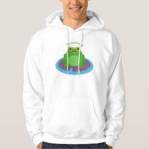 Toevallige groene kikker cartoon illustratie hoodie