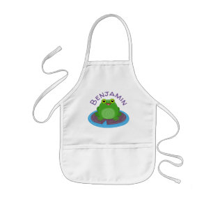 Toevallige groene kikker cartoon illustratie kinder schort