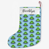 Toevallige groene kikker cartoon illustratie kleine kerstsok (Achterkant)