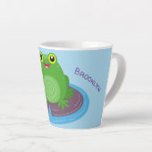 Toevallige groene kikker cartoon illustratie latte mok (Rechterhoek)
