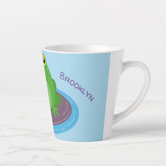 Toevallige groene kikker cartoon illustratie latte mok (Rechts)