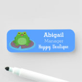 Toevallige groene kikker cartoon illustratie naamplaatje (In situ)