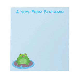 Toevallige groene kikker cartoon illustratie notitieblok