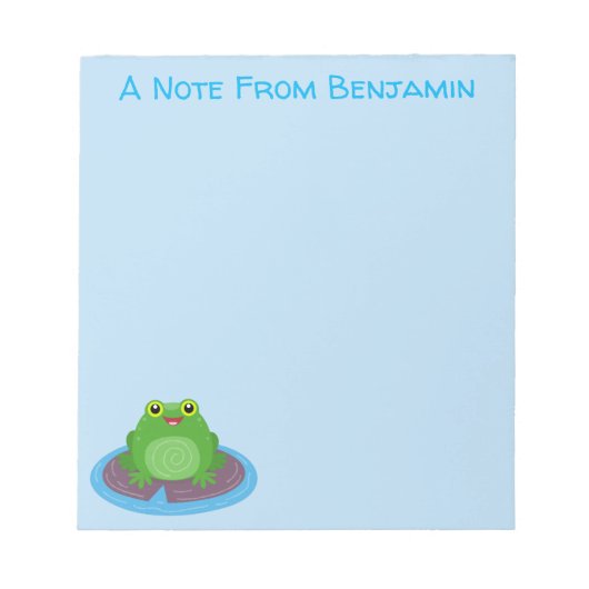 Toevallige groene kikker cartoon illustratie notitieblok (Voorkant)